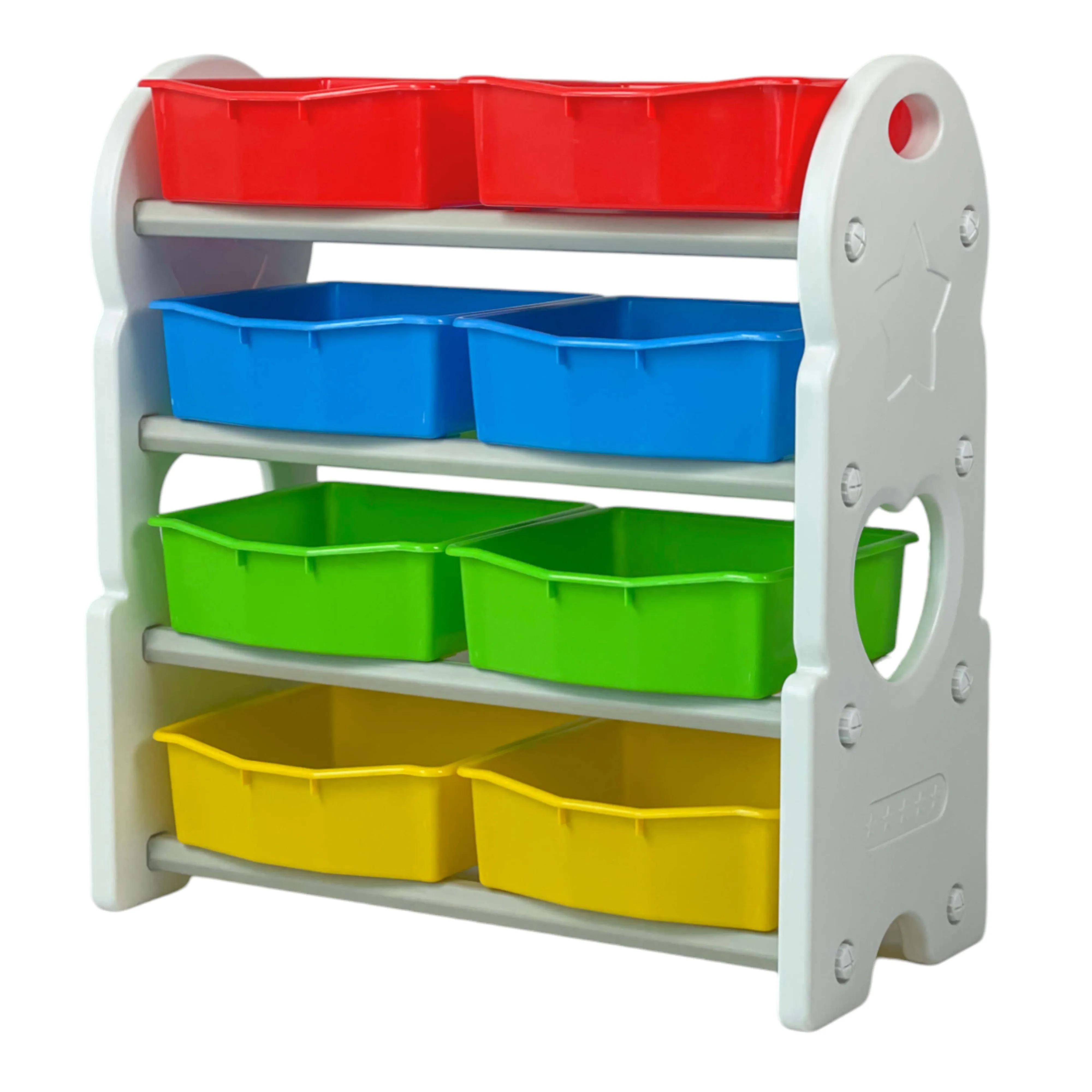 Home Canvas Deluxe Multi-Bin Toy Organizer with Storage Bins | Lightweight Design Toy Storage Box for Kids Play Room - White