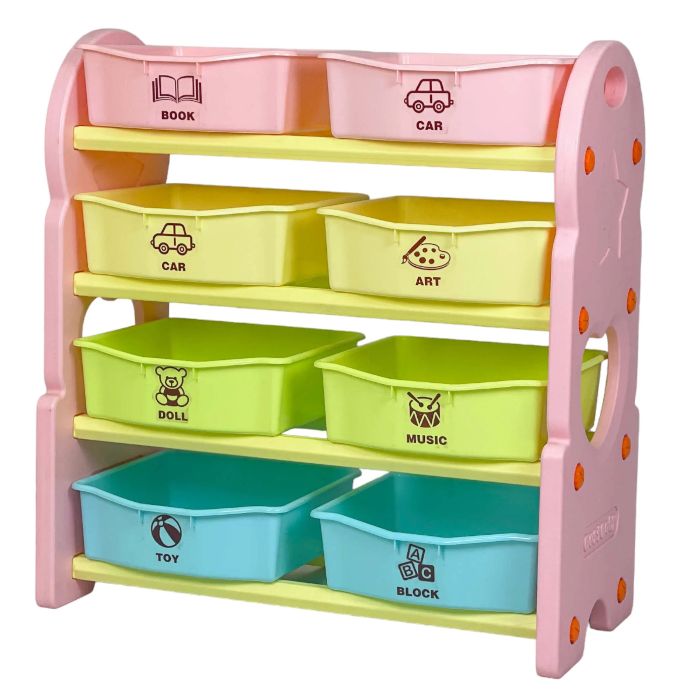 Home Canvas Deluxe Multi-Bin Toy Organizer with Storage Bins | Lightweight Design Toy Storage Box for Kids Play Room - White