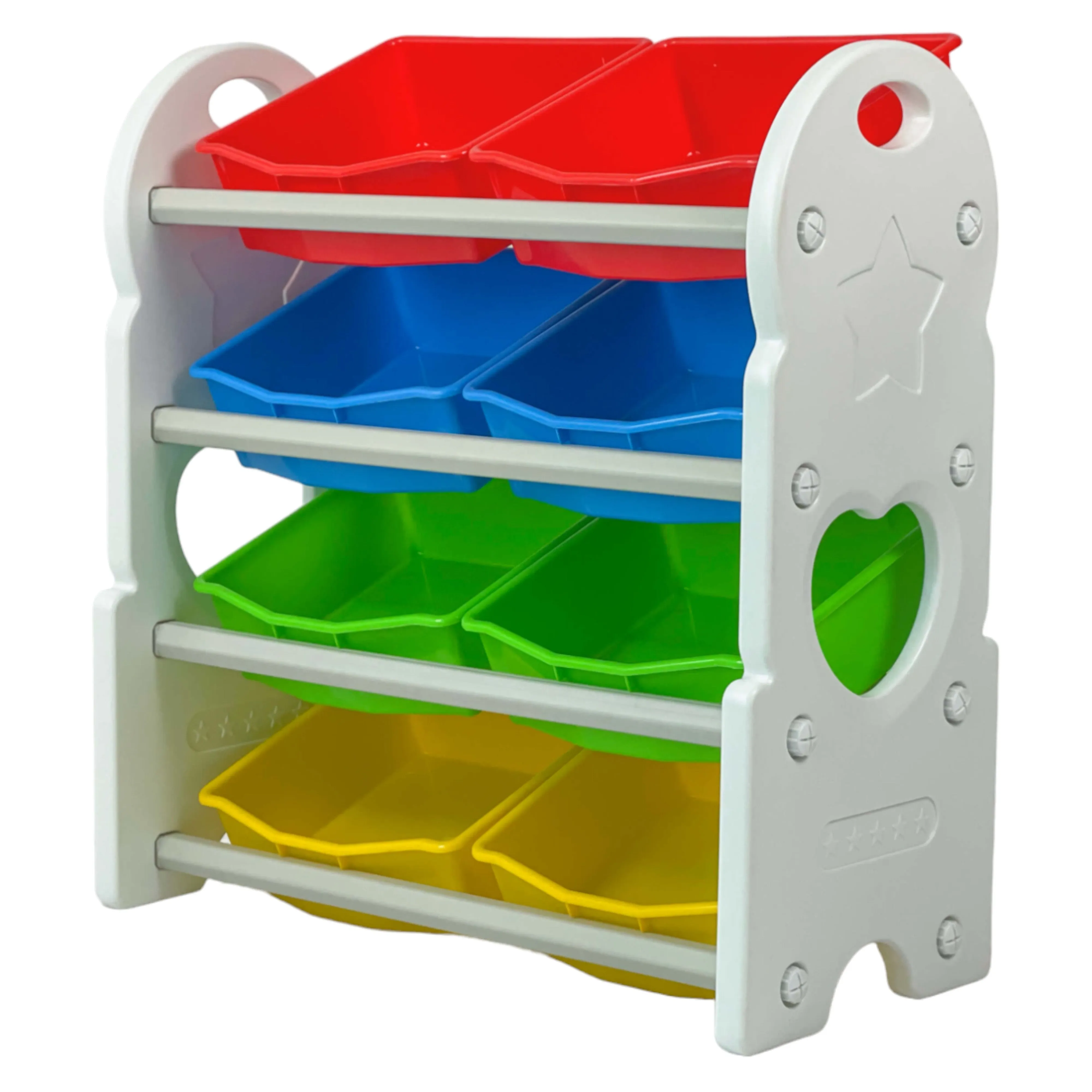 Home Canvas Deluxe Multi-Bin Toy Organizer with Storage Bins | Lightweight Design Toy Storage Box for Kids Play Room - White