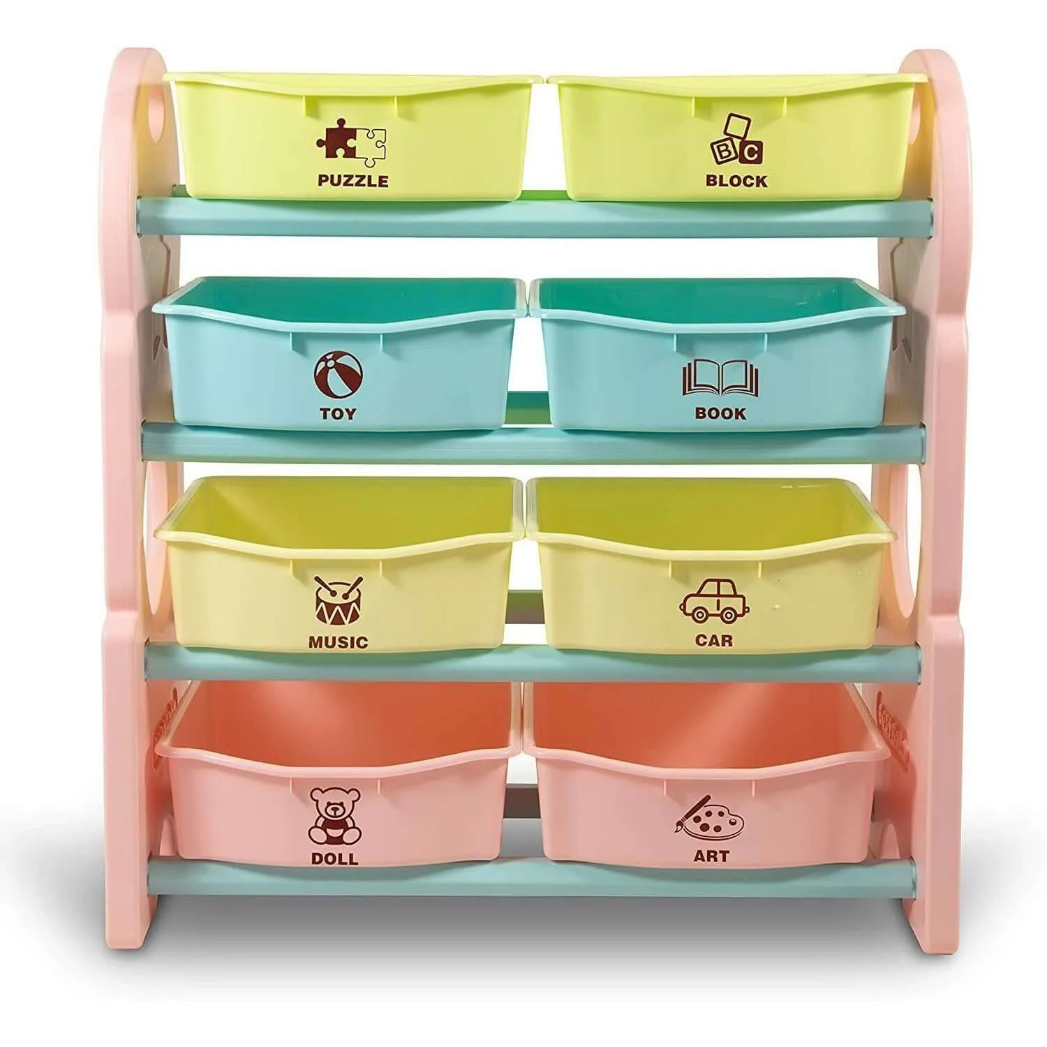 Home Canvas Deluxe Multi-Bin Toy Organizer with Storage Bins | Lightweight Design Toy Storage Box for Kids Play Room - White
