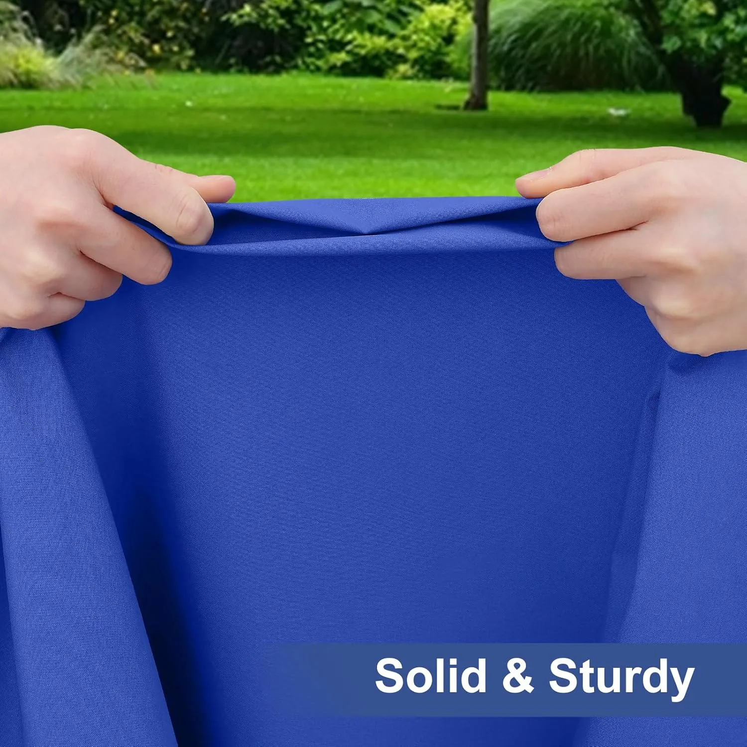 homing 2 Pack Rectangle Fully Waterproof Tablecloth, Elastic Fitted Fabric Table Cover for 6 Foot Tables, Washable Polyester Table Cloth for Picnic, Camping, Outdoor (Blue, 30" x 72")