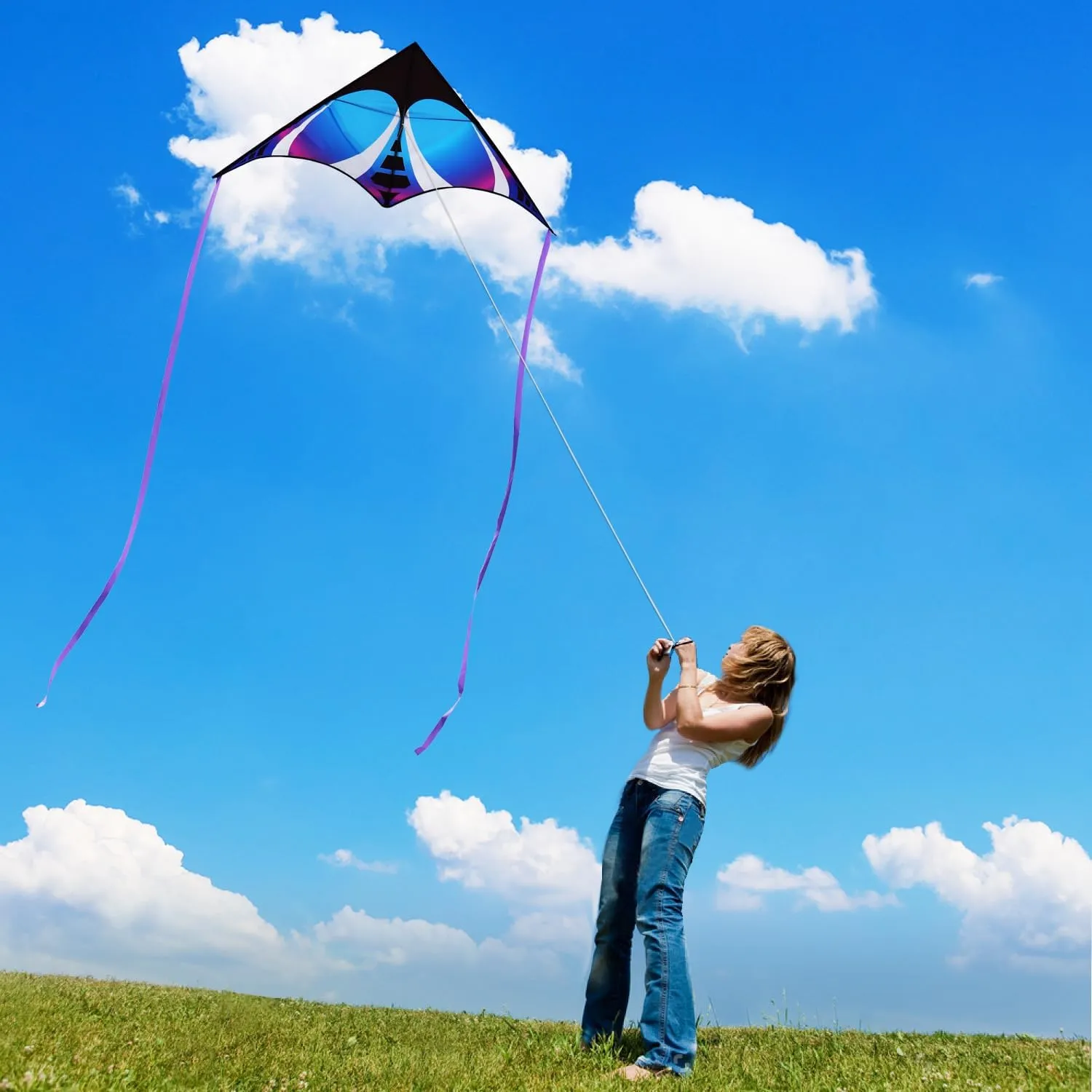 HONBO Delta Kite for Kids Easy to Fly,Large Kite for Adults, Colorful Kite for Children Ages 4-10
