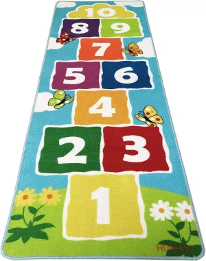 Hopscotch Rug Kids Rugs Classroom Rug Playroom Decor Non Slip Children's Carpet for Boys & Girls Best Shower Gift (70.8 x 26 inch)