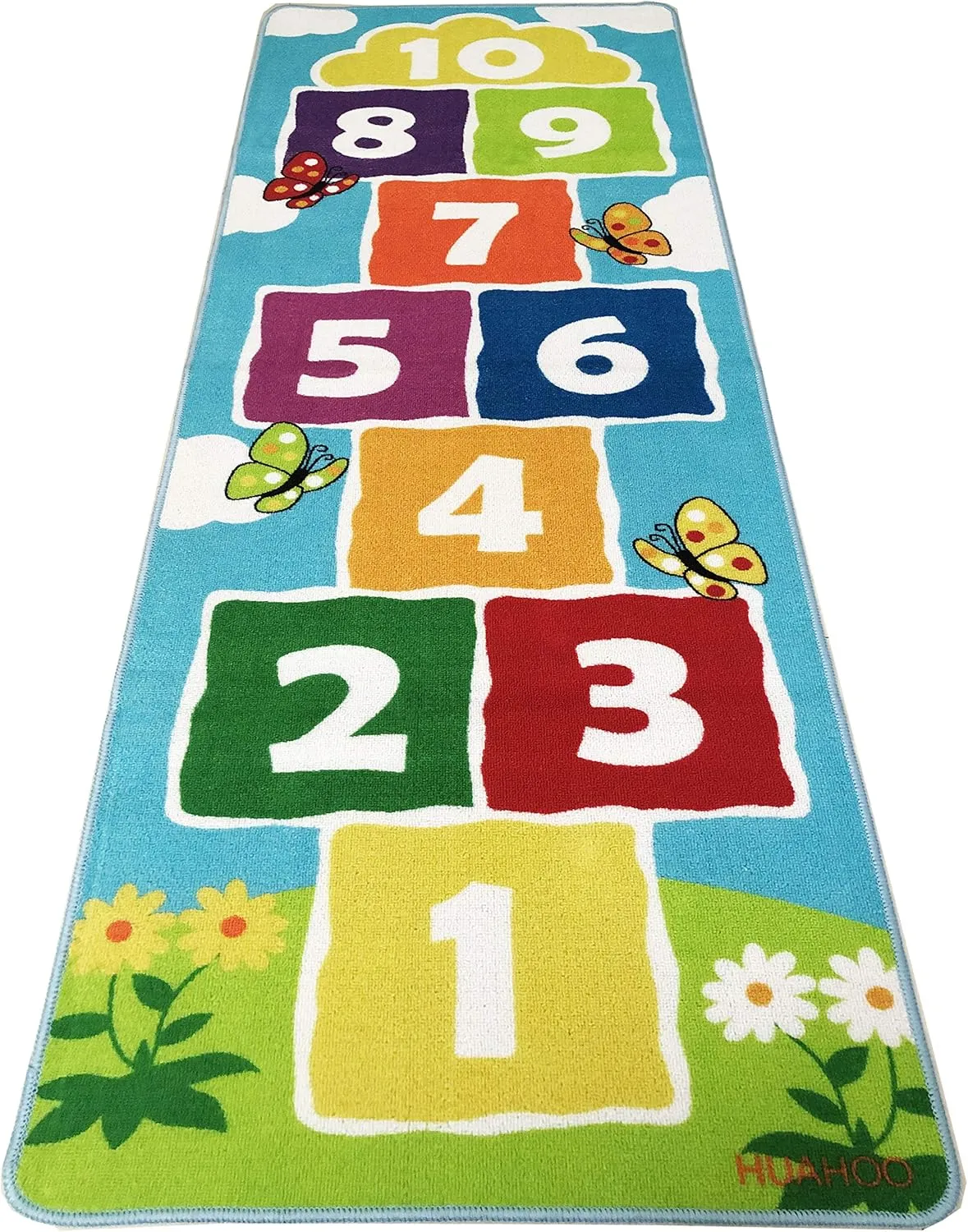 Hopscotch Rug Kids Rugs Classroom Rug Playroom Decor Non Slip Children's Carpet for Boys & Girls Best Shower Gift (70.8 x 26 inch)