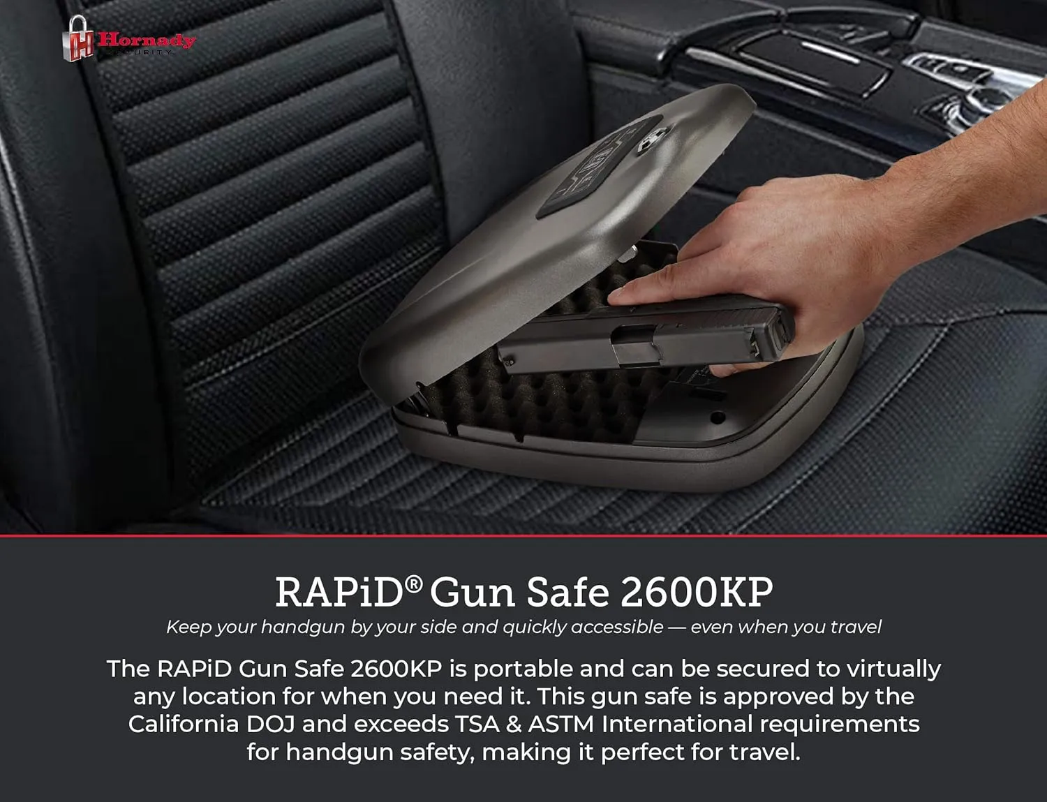 Hornady RAPiD Gun Safes with RFID Technology for Quick Access to Guns and Valuables - Heavy Duty Construction, Touch-Free Entry Handgun Safe Gun Lock Box for Home, Bedside, Nightstand, or Vehicles