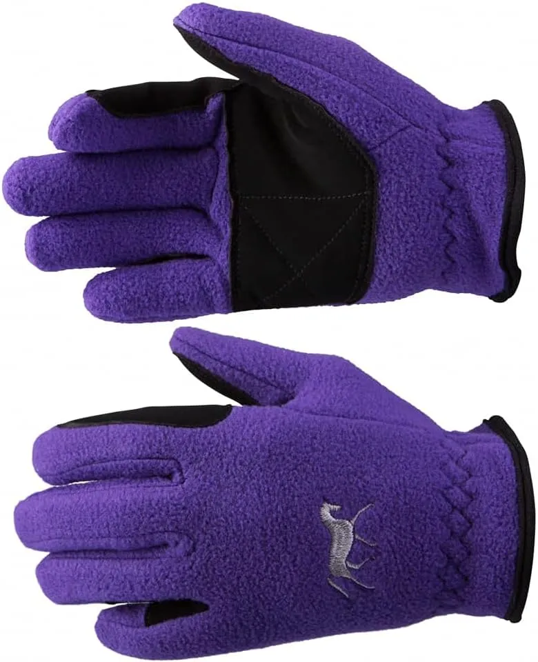 HORZE Kids' Fleece Winter Horse Riding Gloves with Pony Design