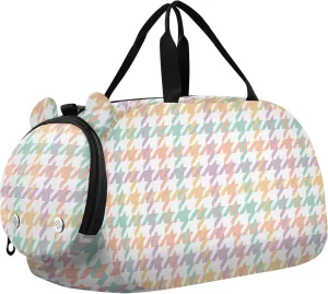 Houndstooth Pattern Girl's Gym Duffel Bag with Shoes Compartment Large Capacity Kids Overnight Duffel Bag for Travel, Sports, Duffel, Weekender