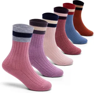 HowJoJo Girls Wool Socks Kids Crew Seamless Winter Warm Thermal Socks 6 Pack