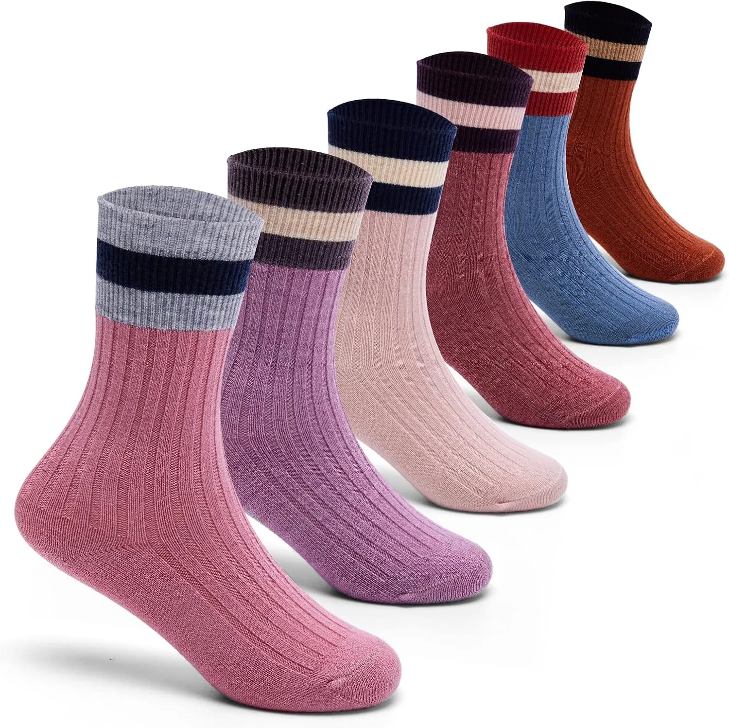 HowJoJo Girls Wool Socks Kids Crew Seamless Winter Warm Thermal Socks 6 Pack