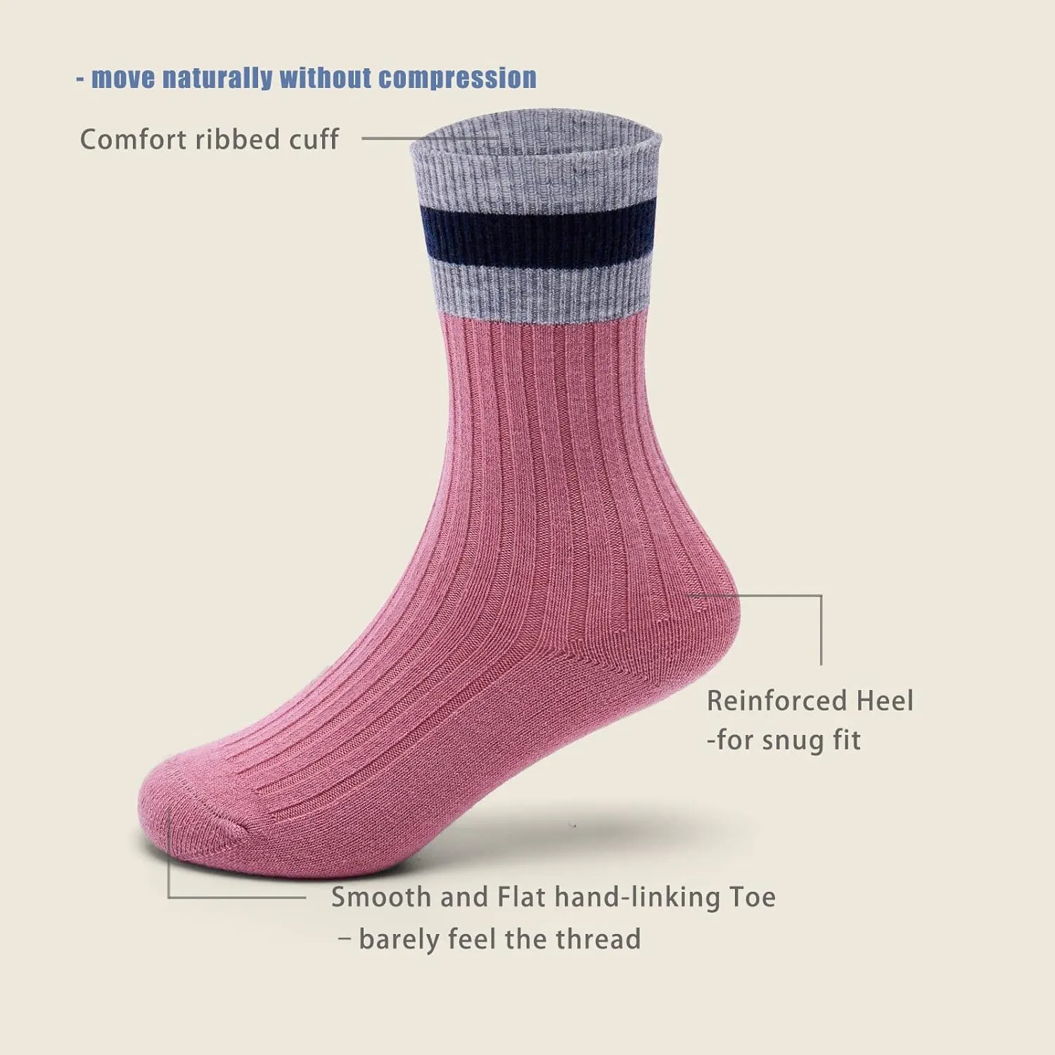 HowJoJo Girls Wool Socks Kids Crew Seamless Winter Warm Thermal Socks 6 Pack