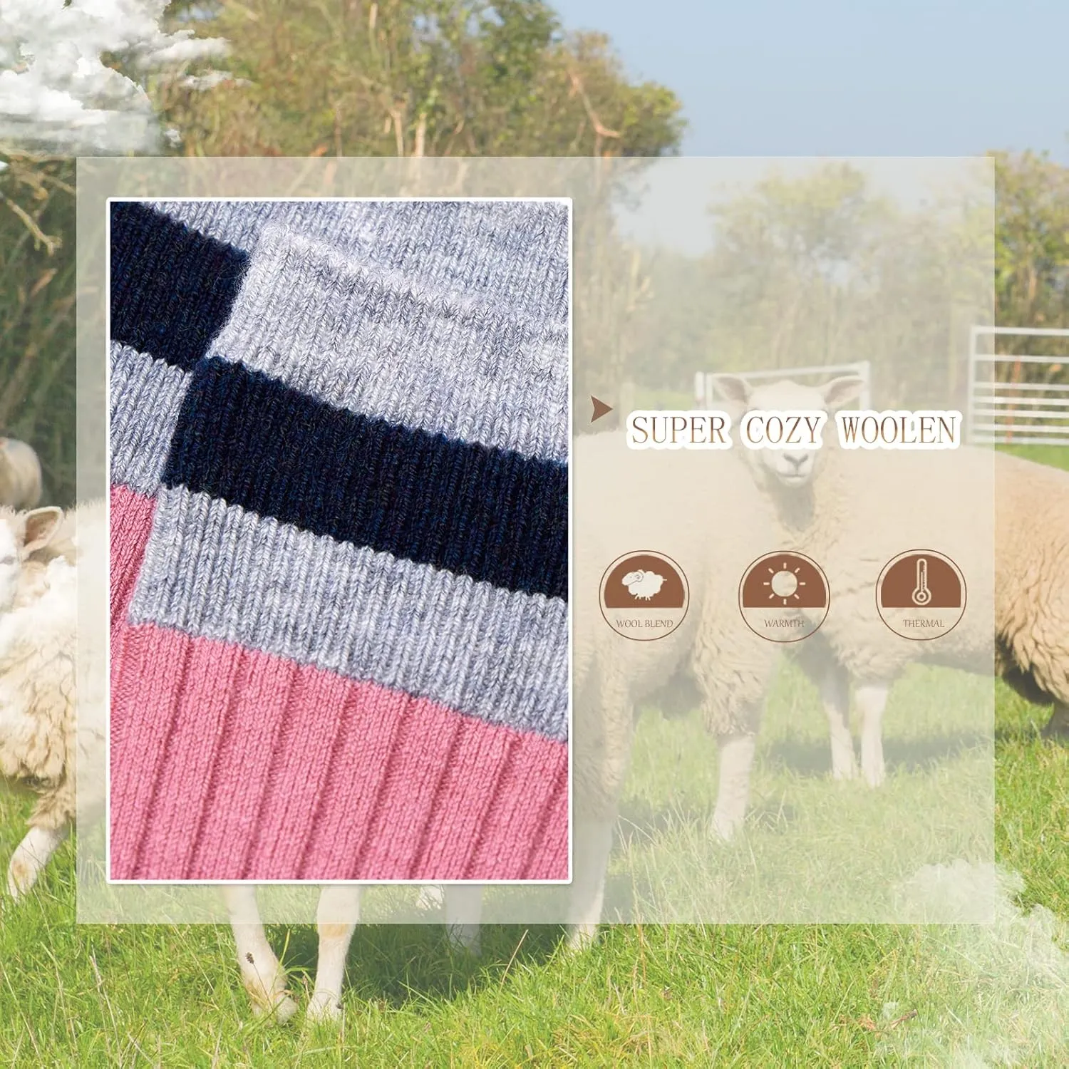HowJoJo Girls Wool Socks Kids Crew Seamless Winter Warm Thermal Socks 6 Pack