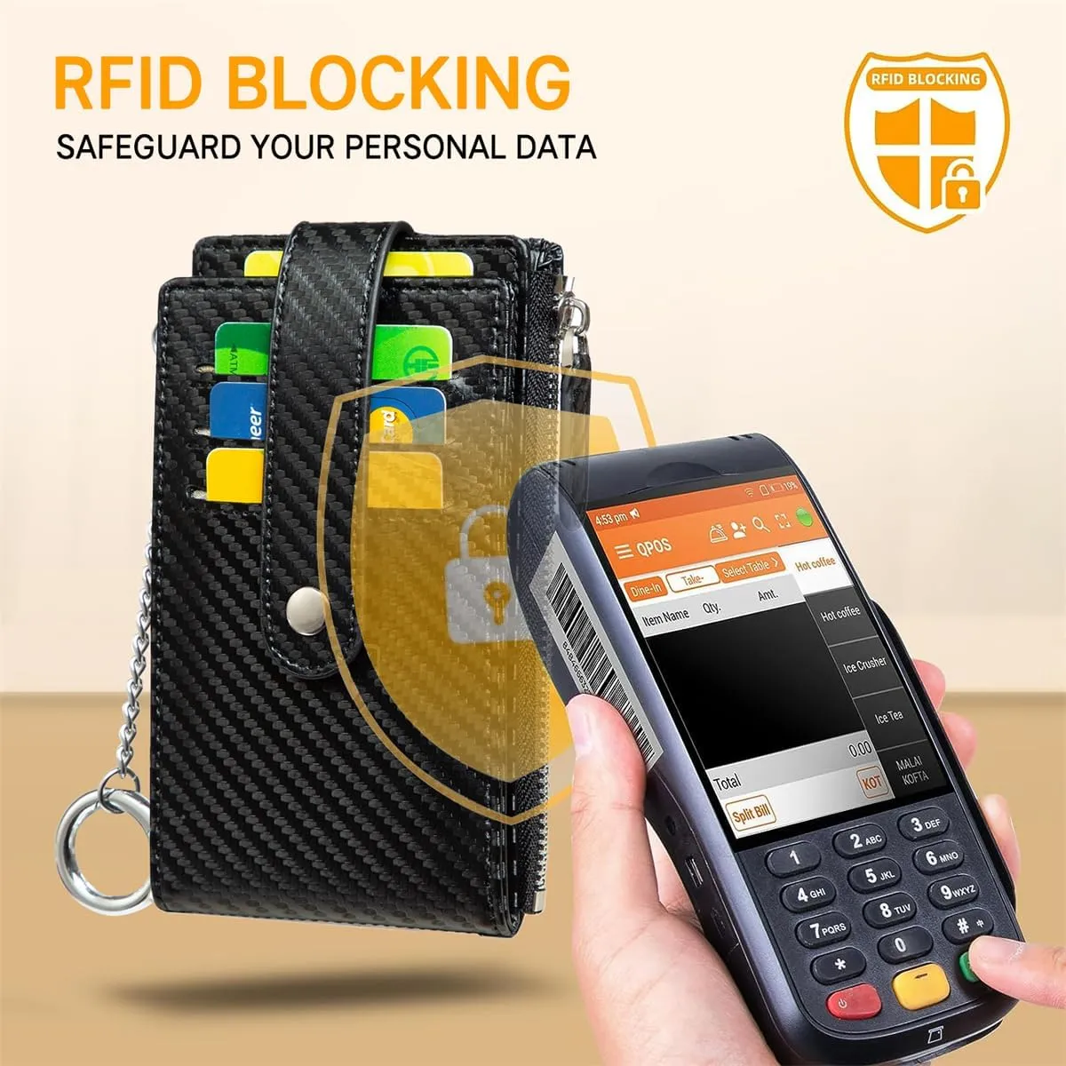 Huztencor Credit Card Holder for Women RFID Small Wallet Women Slim - Multi Zipper Card Case with Keychain