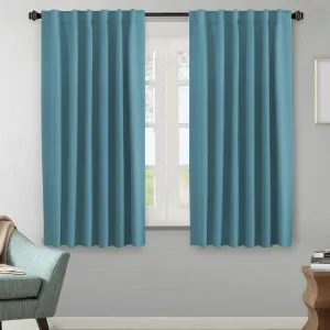 H.VERSAILTEX Blackout Curtains Thermal Insulated Window Treatment Panels Room Darkening Blackout Drapes for Living Room Back Tab/Rod Pocket Bedroom Draperies (2 Panels, Storm Blue, 52 x 63 Inch)