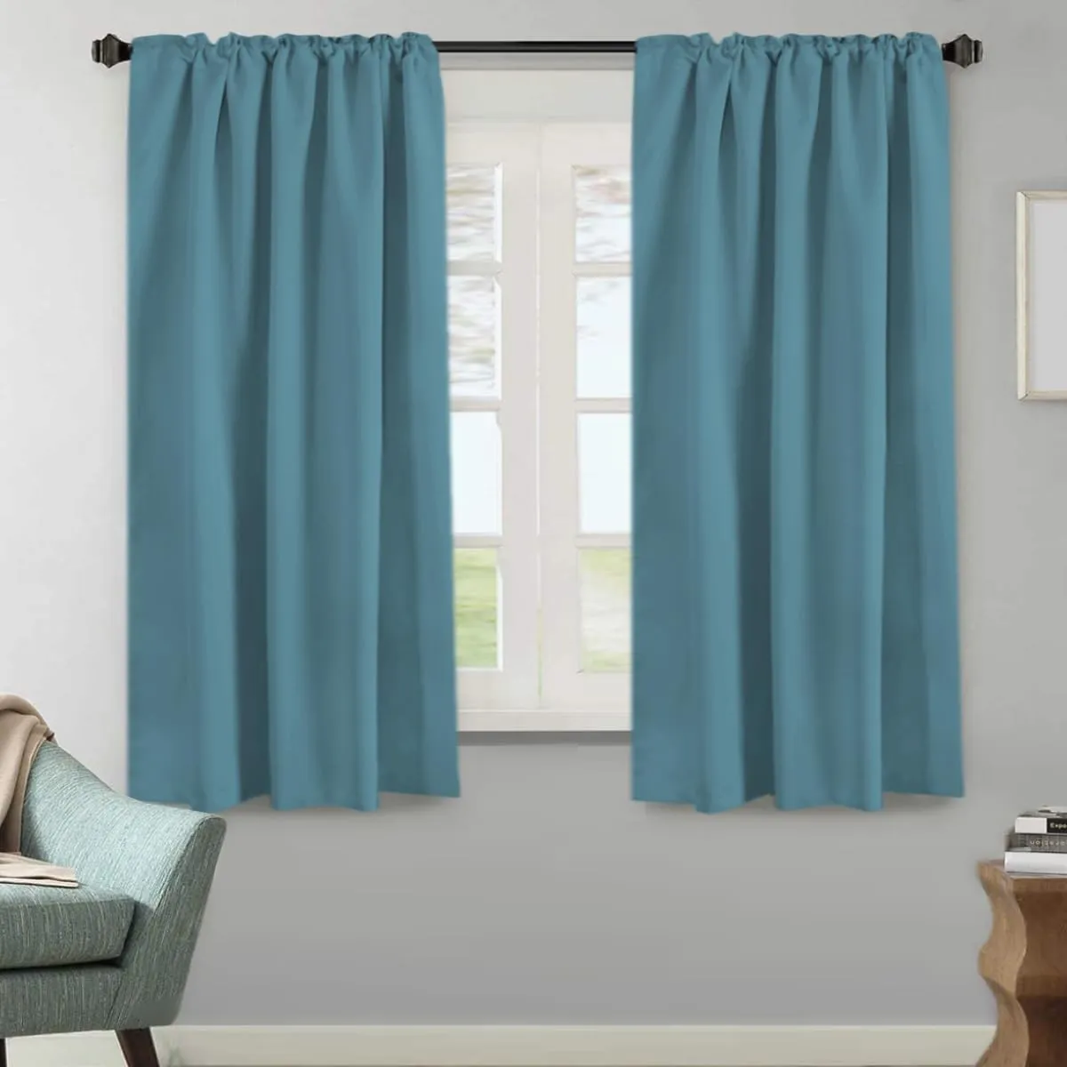 H.VERSAILTEX Blackout Curtains Thermal Insulated Window Treatment Panels Room Darkening Blackout Drapes for Living Room Back Tab/Rod Pocket Bedroom Draperies (2 Panels, Storm Blue, 52 x 63 Inch)