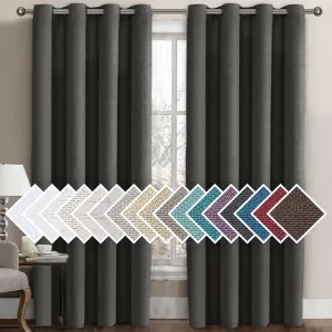 H.VERSAILTEX Linen Blackout Curtain 84 Inches Long for Bedroom/Living Room Thermal Insulated Grommet Linen Curtain Drapes Primitive Textured Burlap Effect Window Drapes 1 Panel, Heather Charcoal Gray
