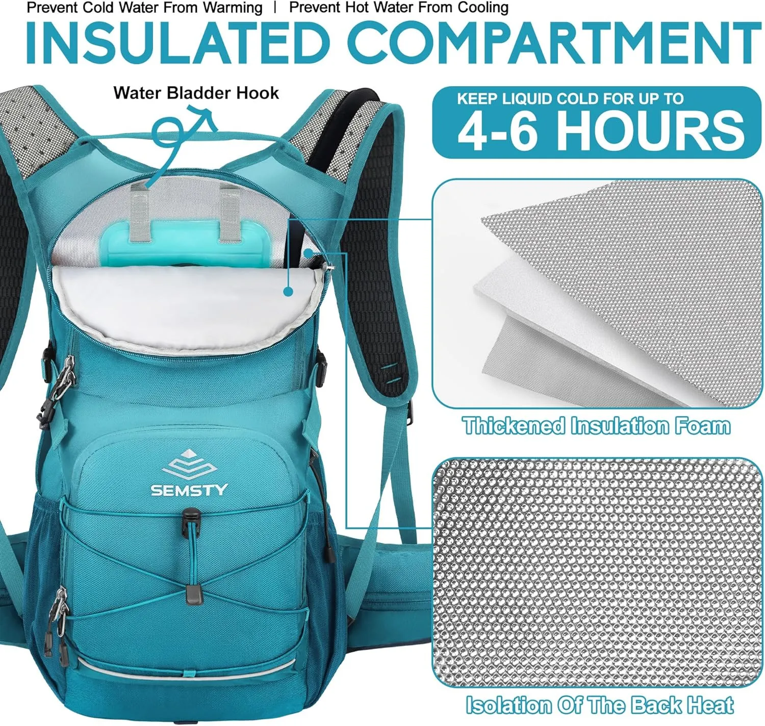 Hydration Backpack 25L, Hiking Backpack with 3L Water Bladder and Rain Cover, Light Water Backpack for Camping Cycling or Daily Men Women