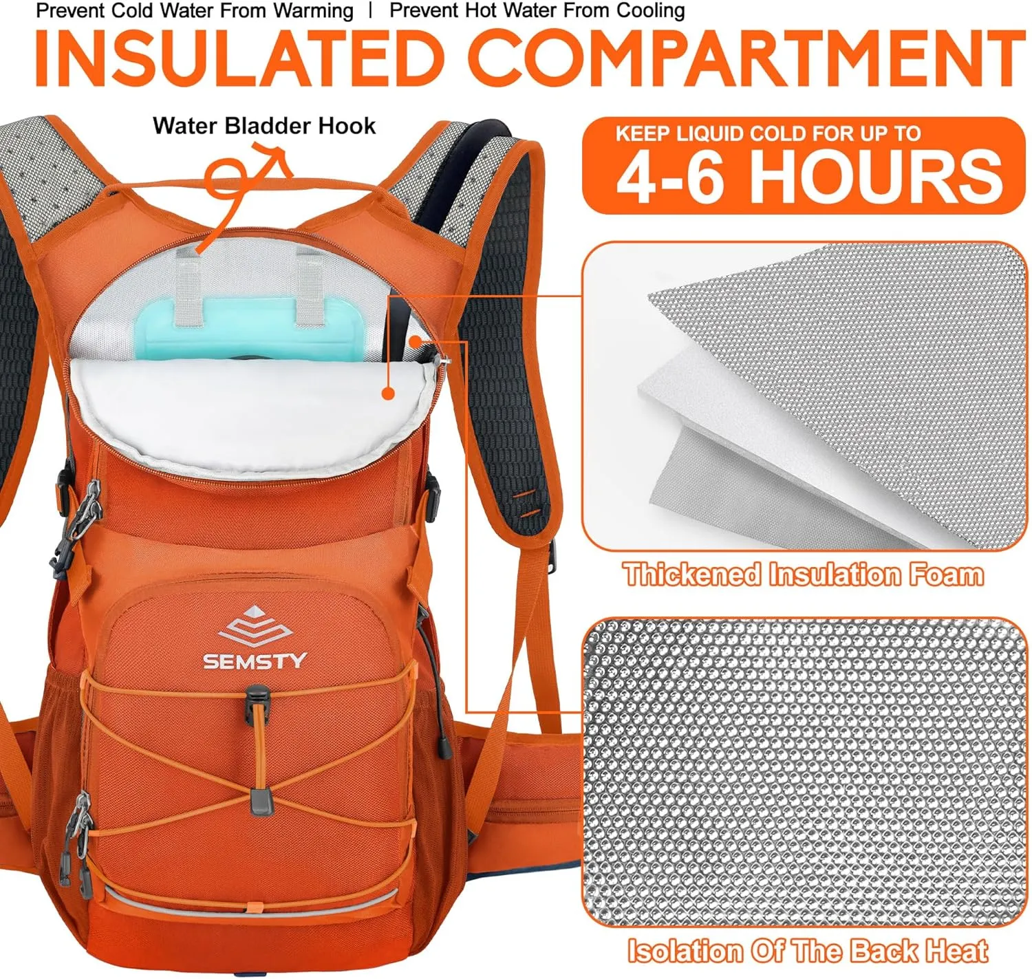 Hydration Backpack 25L, Hiking Backpack with 3L Water Bladder and Rain Cover, Light Water Backpack for Camping Cycling or Daily Men Women