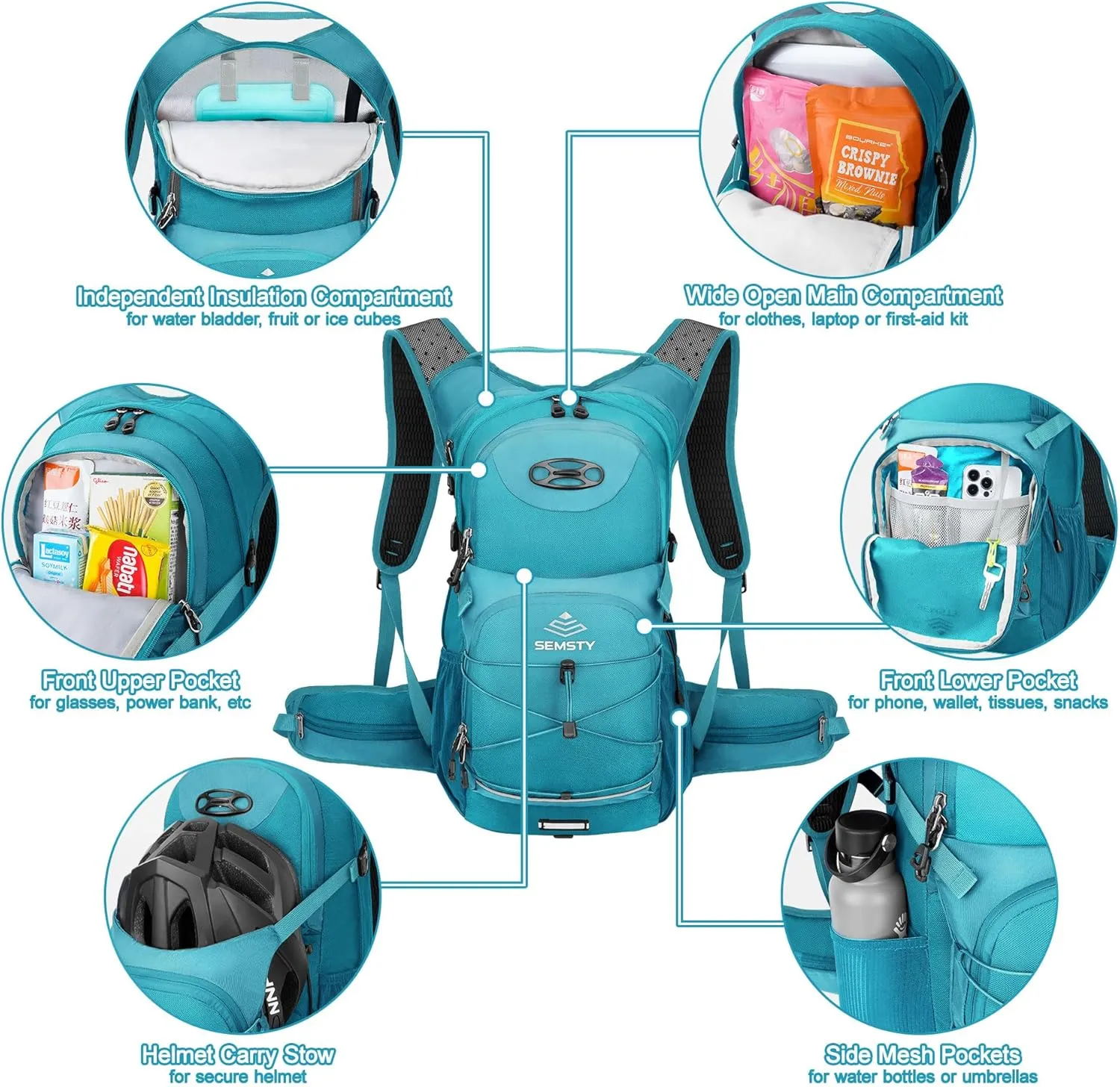 Hydration Backpack 25L, Hiking Backpack with 3L Water Bladder and Rain Cover, Light Water Backpack for Camping Cycling or Daily Men Women