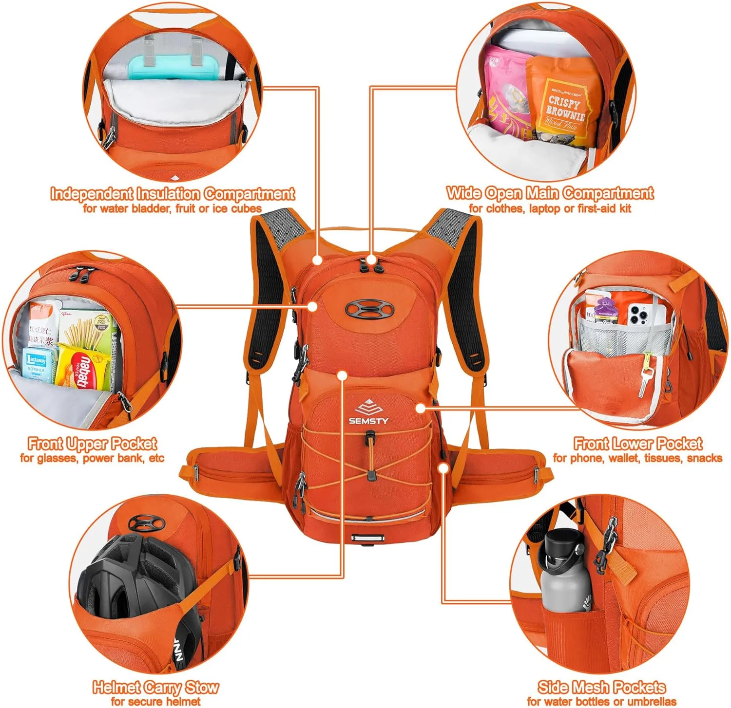 Hydration Backpack 25L, Hiking Backpack with 3L Water Bladder and Rain Cover, Light Water Backpack for Camping Cycling or Daily Men Women