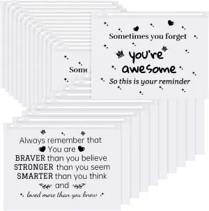 Hysagtek 100PCS Inspirational Gifts EVA Makeup Bags Bulk for Women,Travel Cheer Cosmetic Bags with Zipper, You Are Braver Awesome,Waterproof Toiletry Bags Purse, Encouragement Gifts for Women