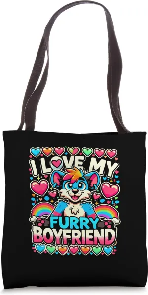 I Love My Furry Boyfriend Anthropomorphism Fursuiter Tote Bag