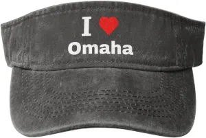 I Love Omaha Sun Visor Hats Cotton Adjustable Sports Empty Top Baseball Cap for Women Men Golf Cap