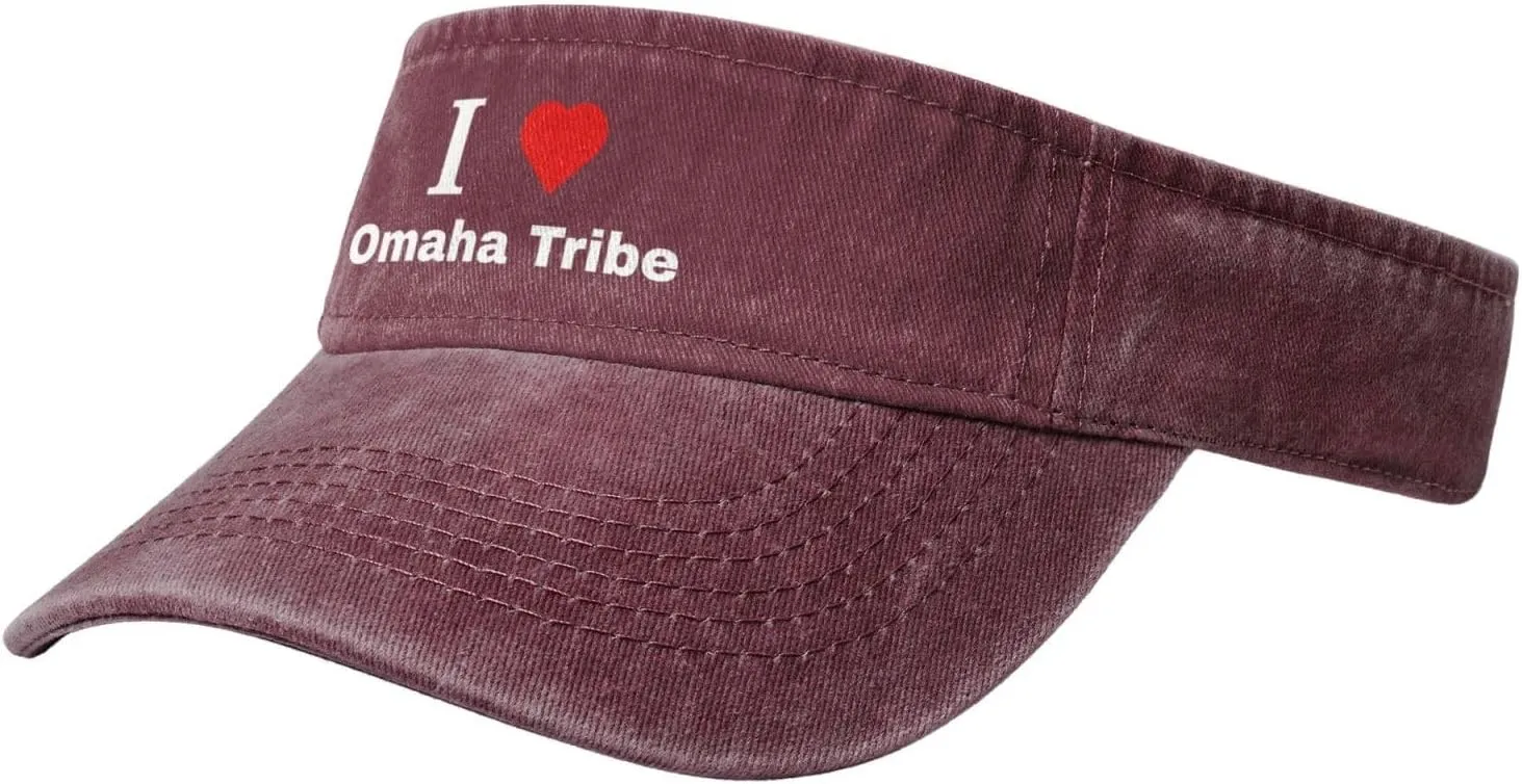 I Love Omaha Tribe Sun Visor Hats Cotton Adjustable Sports Empty Top Baseball Cap for Women Men Golf Cap