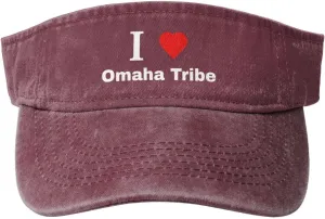 I Love Omaha Tribe Sun Visor Hats Cotton Adjustable Sports Empty Top Baseball Cap for Women Men Golf Cap