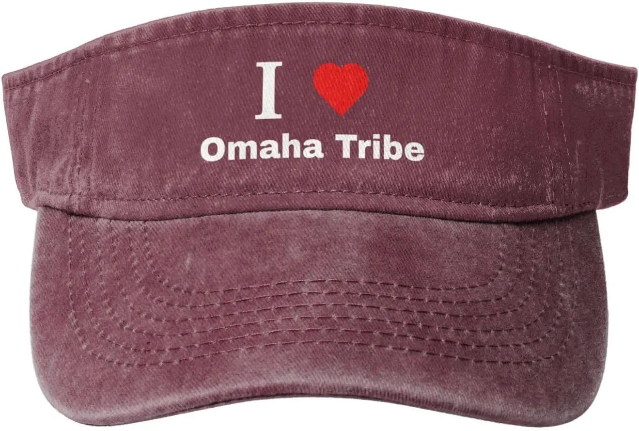 I Love Omaha Tribe Sun Visor Hats Cotton Adjustable Sports Empty Top Baseball Cap for Women Men Golf Cap