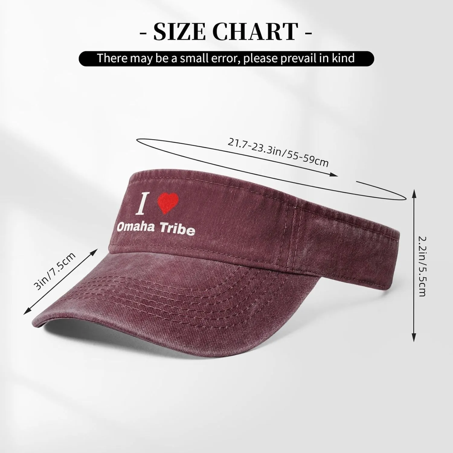 I Love Omaha Tribe Sun Visor Hats Cotton Adjustable Sports Empty Top Baseball Cap for Women Men Golf Cap