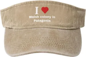 I Love Welsh Colony in Patagonia Sun Visor Hats Cotton Adjustable Sports Empty Top Baseball Cap for Women Men Golf Cap