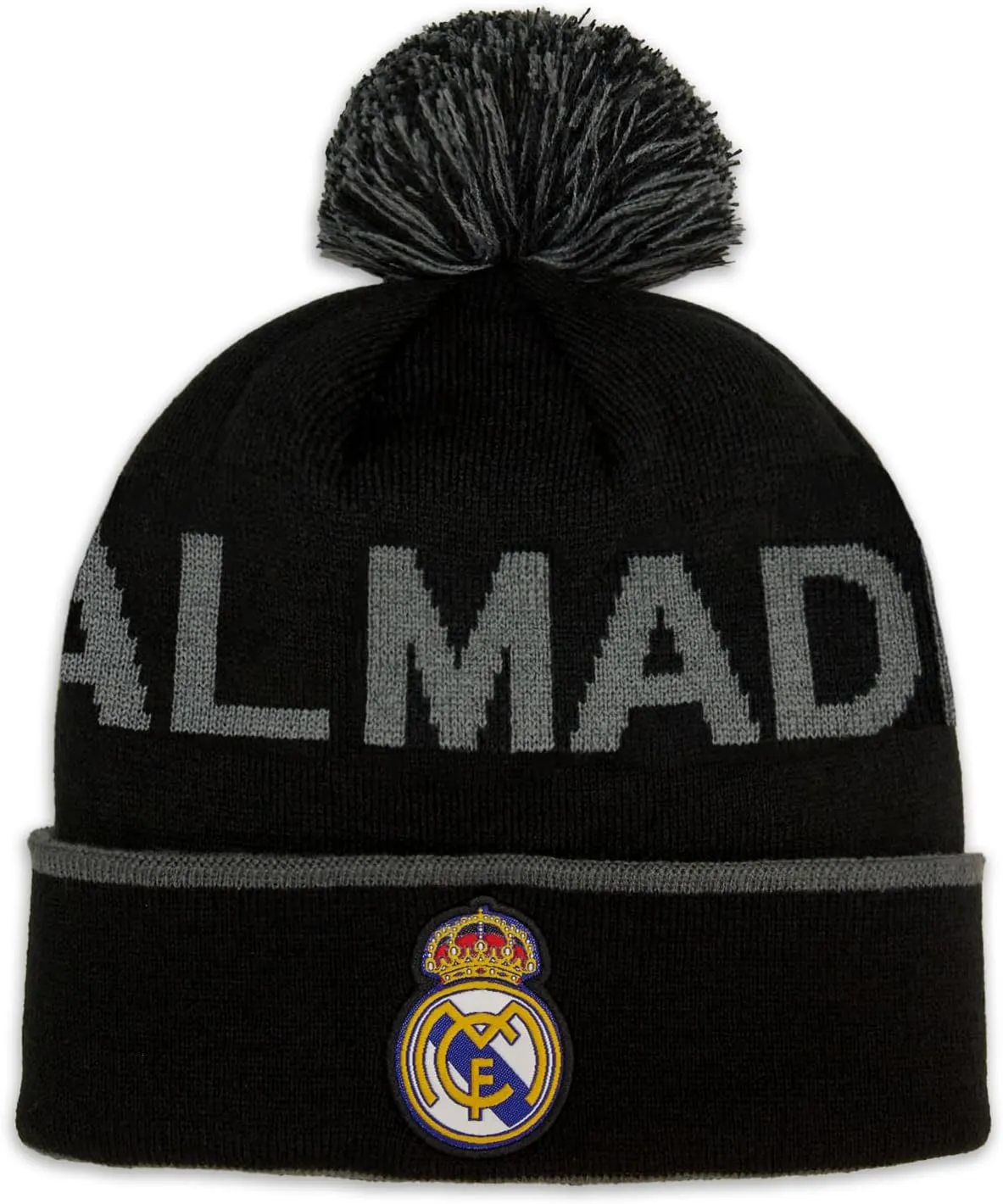 Icon Sports Officially Licensed Real Madrid Pom Beanie - Premium Soft Knit Winter Hat for Real Madrid Fans, Warm Soccer Fan Gear