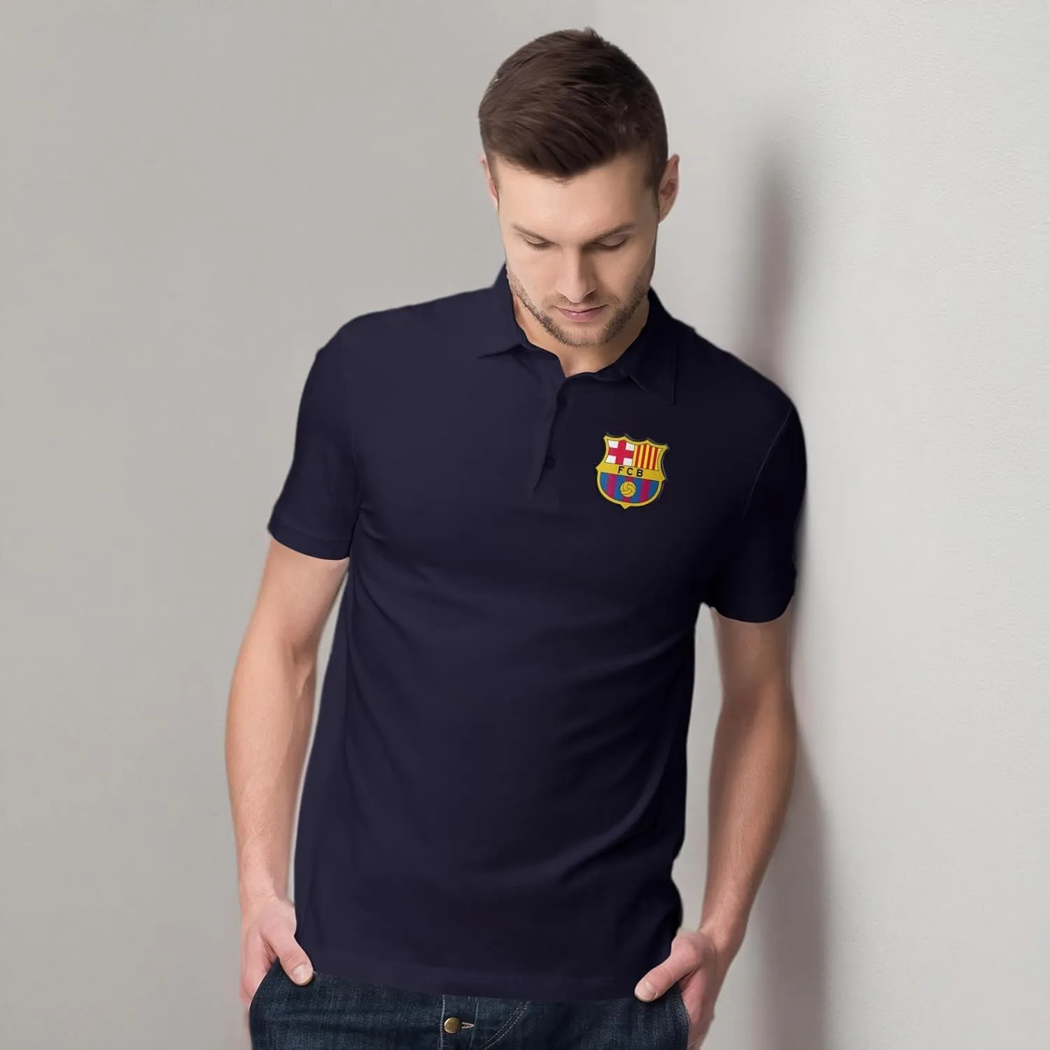 Icon Sports Officially Licensed Soccer Polo Shirt, Woven Patch Adult Unisex Collared Shirt