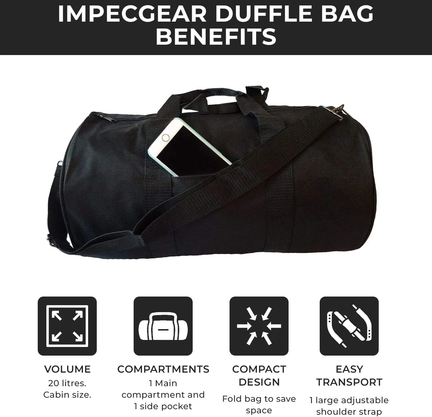 ImpecGear Round Duffel Team Sports Equipment Bags, Travel Gym Fitness Bag.