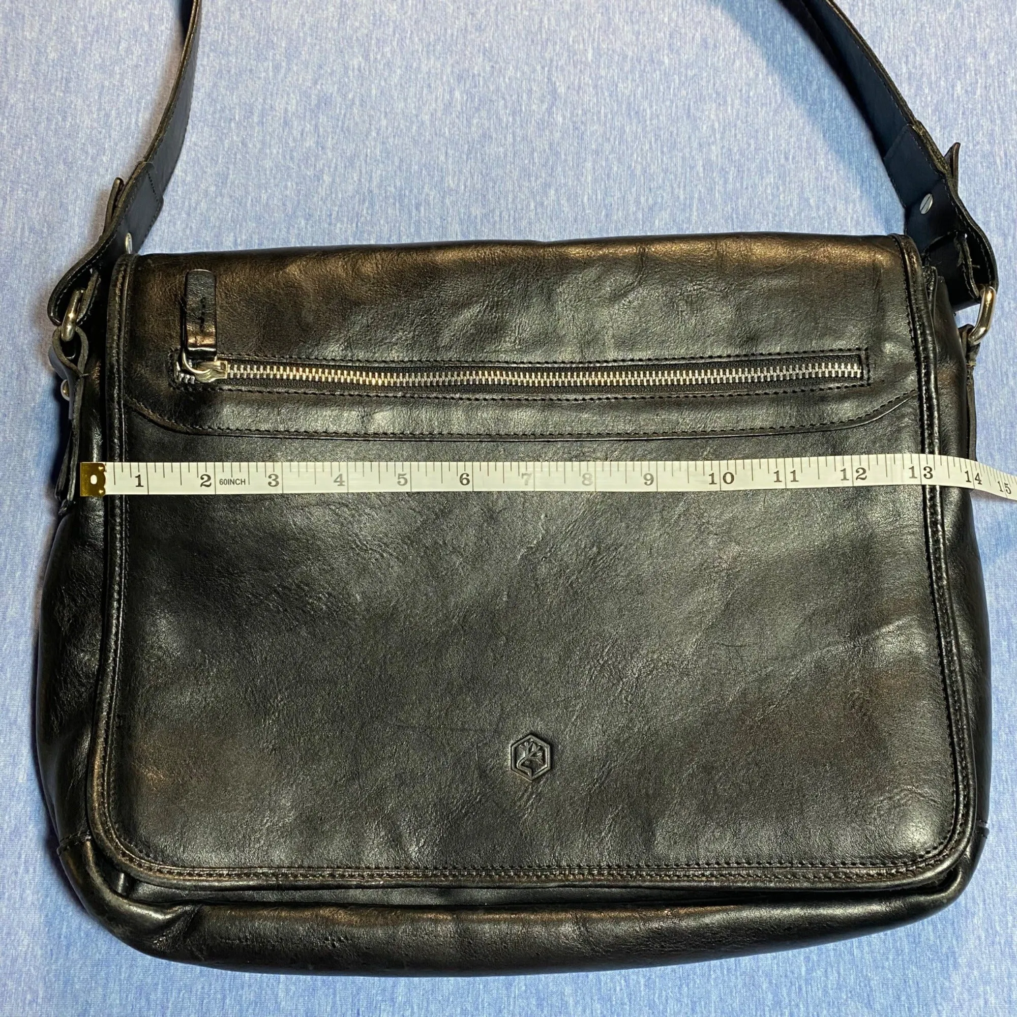 In Pell Genuine Leather 13" Messenger Bag with Adjustable Strap