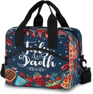 Independence Day Lunch Box for Men Women Adults Insulated Lunch Bag Cooler Bag with Adjustable Shoulder Strap for Work Picnic Travel249