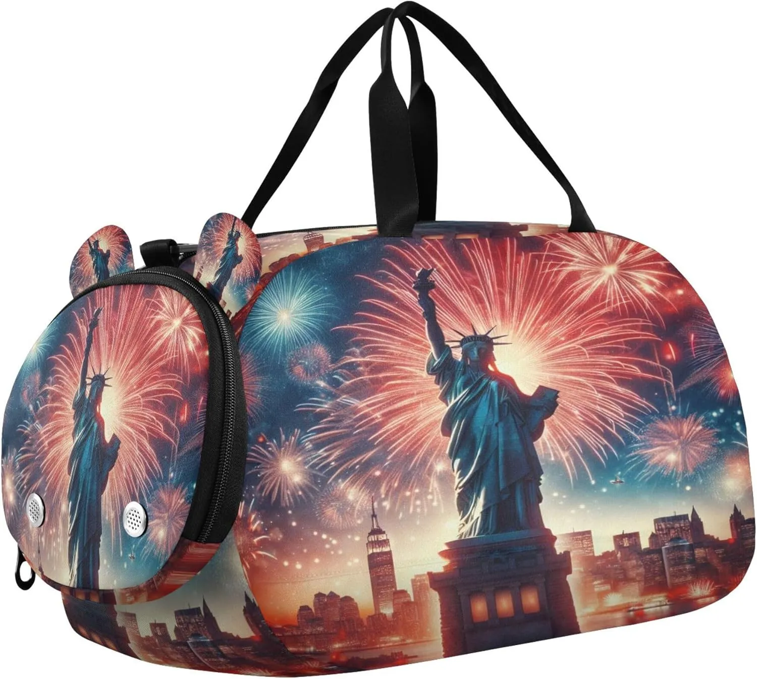 Independence Day Youth Sports & Travel Duffle Bag with Shoe Compartment,Waterproof Gym Bag for Girls and Boys (Overnight Essentials Organizer)