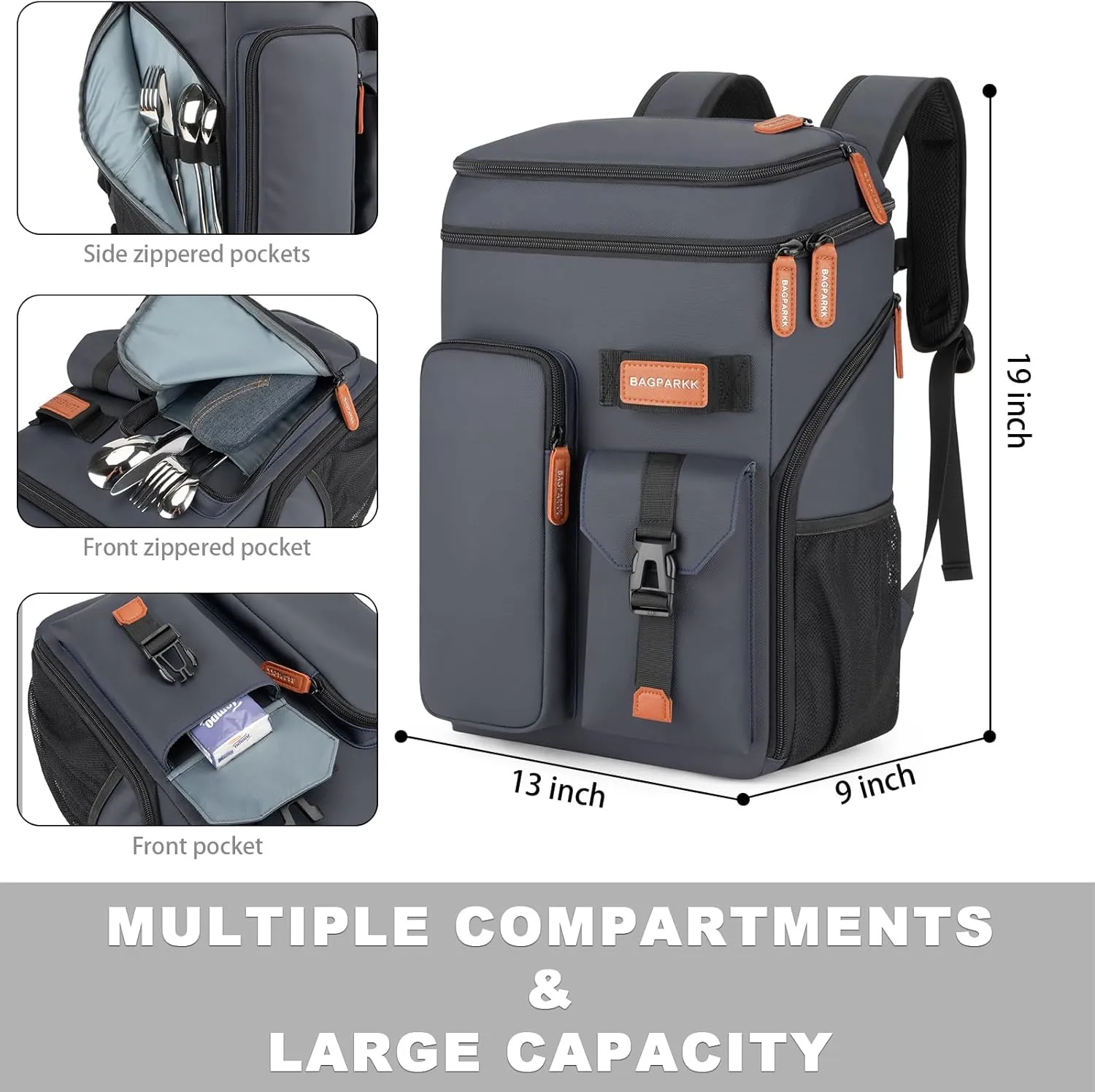Insulated Cooler Backpack,33 Cans Multifunctional Double Deck Leakproof Cooler Bag with Sternum Strap,Large Capacity Lightweight Travel Camping Beach Backpack