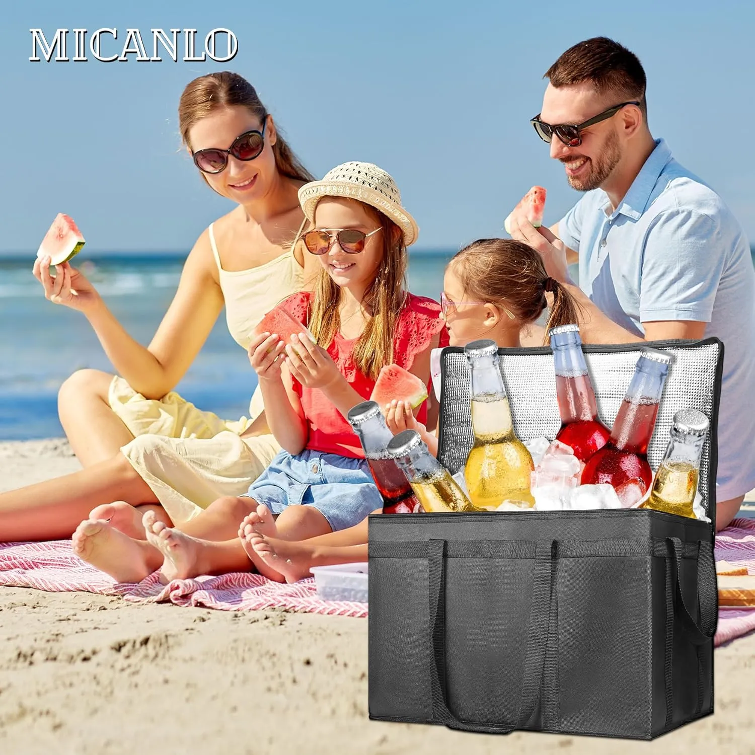 Insulated Food Delivery Bag, Commercial Grade Pizza Carrier for Hot and Cold Food, Large Reusable Catering Cooler Bag 22x15x14, Pizza Delivery Box for Uber Eats, Doordash Essentials
