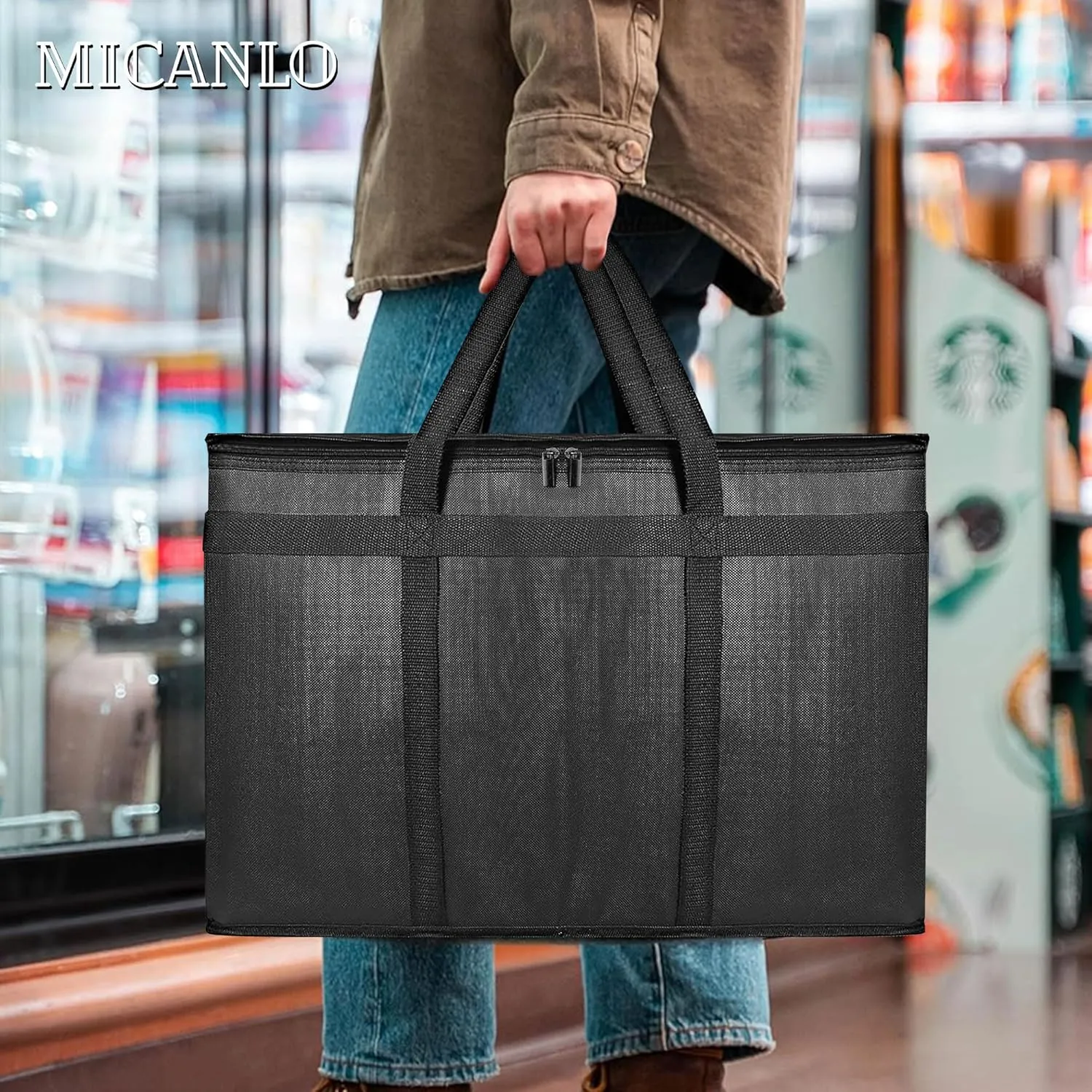 Insulated Food Delivery Bag, Commercial Grade Pizza Carrier for Hot and Cold Food, Large Reusable Catering Cooler Bag 22x15x14, Pizza Delivery Box for Uber Eats, Doordash Essentials