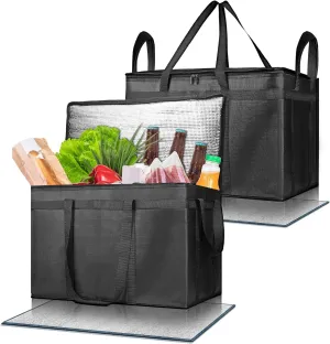 Insulated Food Delivery Bag, Commercial Grade Pizza Carrier for Hot and Cold Food, Large Reusable Catering Cooler Bag 22x15x14, Pizza Delivery Box for Uber Eats, Doordash Essentials
