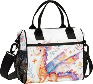 Insulated Lunch Bag Cute Cartoon Pterosaur Cooler Tote Bag for Work Picnic or Travel