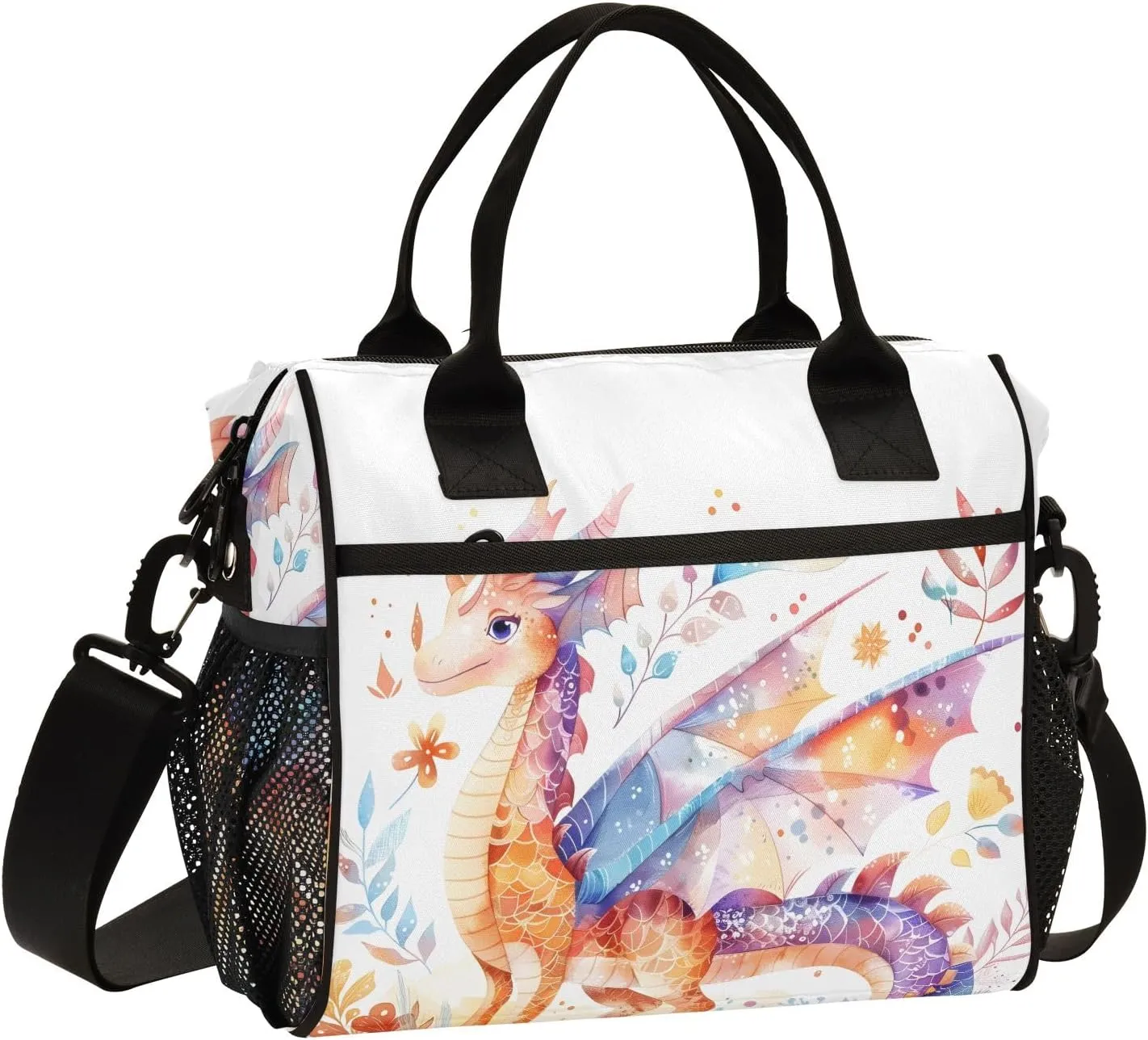 Insulated Lunch Bag Cute Cartoon Pterosaur Cooler Tote Bag for Work Picnic or Travel