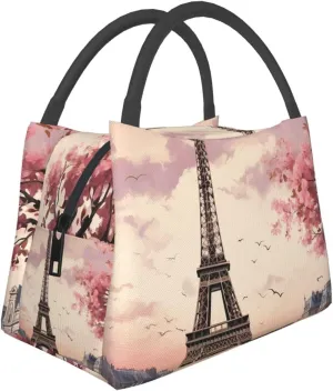 Insulated Lunch Bag Romantic Paris Tower Lunch Box for Women Men Reusable Leakproof Lunch Cooler Tote Bag for Picnic Work