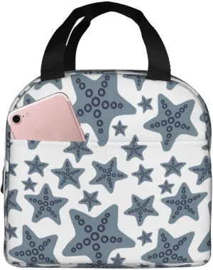Insulated Lunch Bags for Men Women Work - cute grey starfish Small Adult Lunch Box for Men Women, Water Proof Soft Cooler Bag Insulated for Travel, Lunch Tote Bag for Women Men