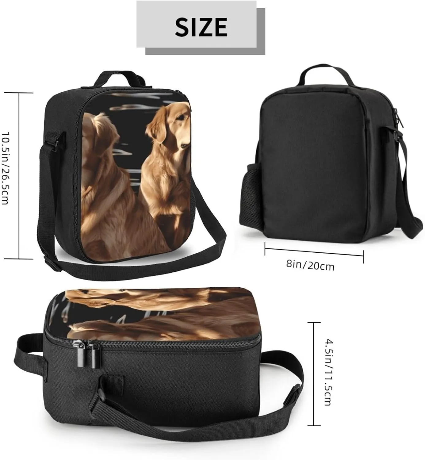 Insulated Lunch box for Men Women Reusable Lunch Bag Golden Retrievers Cooler Tote Bags for Work Picnic