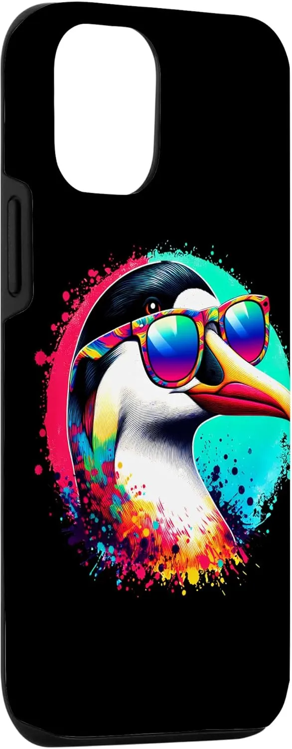 iPhone 12/12 Pro Cool Tie Dye Eider Sunglasses Bird Illustration Art Case