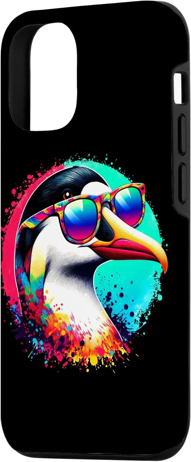 iPhone 12/12 Pro Cool Tie Dye Eider Sunglasses Bird Illustration Art Case