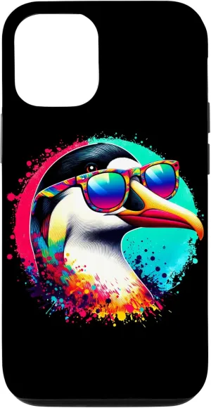 iPhone 12/12 Pro Cool Tie Dye Eider Sunglasses Bird Illustration Art Case