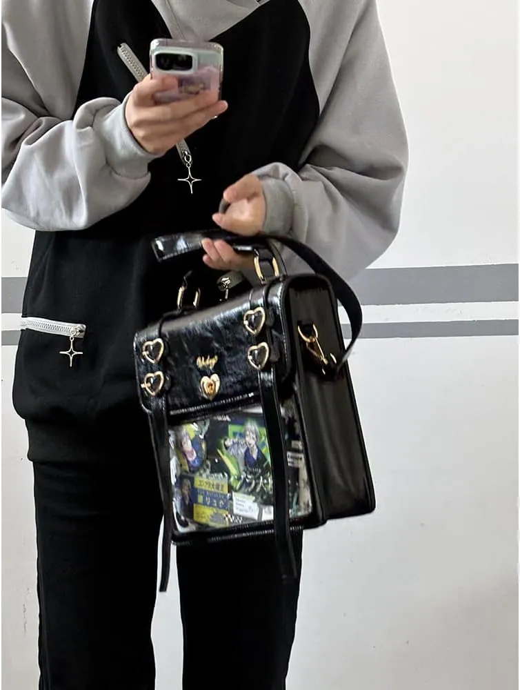 Ita Bag Backpack Pins Display Backpack with Insert Ribbon JK Single Shoulder Crossbody Bag Square Handbag and Purse (Green)